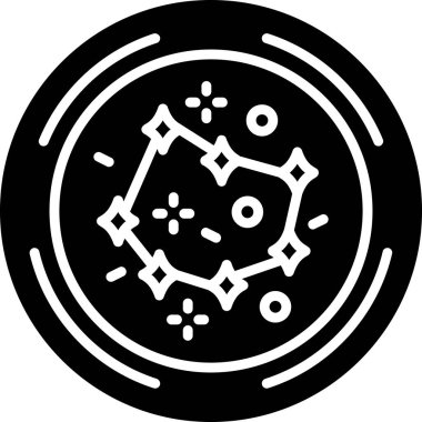 Bir gezegenin siyah beyaz simgesinin vektör çizimi