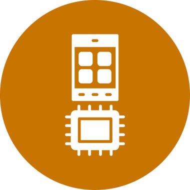 İşlemci simgesi. Web için basit mikroçip vektör simgeleri çizimi