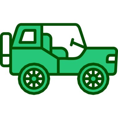 yeşil araba simgesi, vektör illüstrasyonu