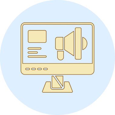 Ortam simgesi ile bilgisayar monitörü. vektör illüstrasyonu