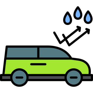 Araba yıkama simgesi renk ana hatları vektörü