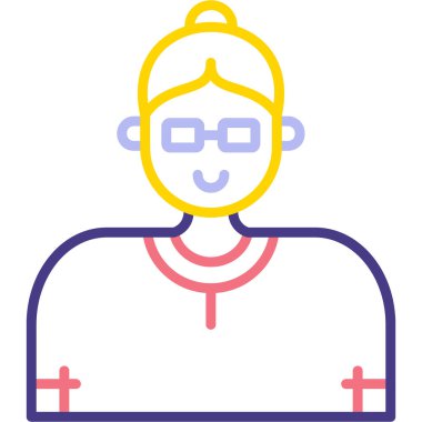 Gözlüklü kadın hemşire, illüstrasyon, vektör, beyaz arka planda..