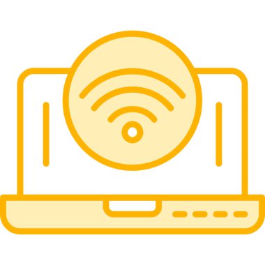 Wi-Fi simge vektör illüstrasyon tasarımlı dizüstü bilgisayar