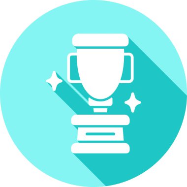 Moda düz tarzda kupa simgesi web sitesi için yumuşak mavi arkaplanda izole