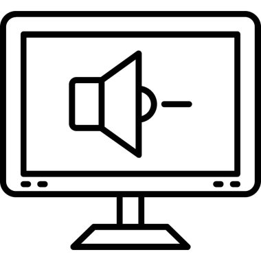 Bilgisayar monitörü simgesi. Beyaz arkaplanda izole edilmiş web tasarımı için ana bilgisayar izleme vektör simgesi