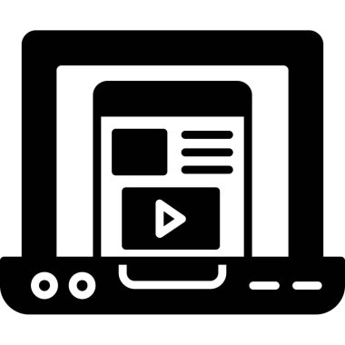 çevrimiçi video oynatıcı simgesi. Beyaz arkaplanda izole edilmiş web tasarımı için basit video akış vektör simgeleri