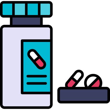 İlaç şişesi. Sağlık ve tıp için illüstrasyon