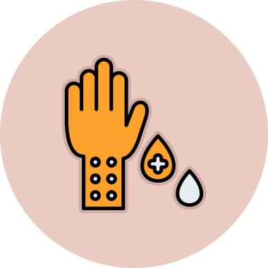 Tıbbi eldivenler ve çapraz vektör çizimi ile el.