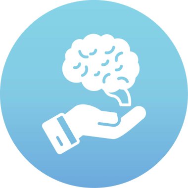 Kalp işareti olan bir beyni tutan el.