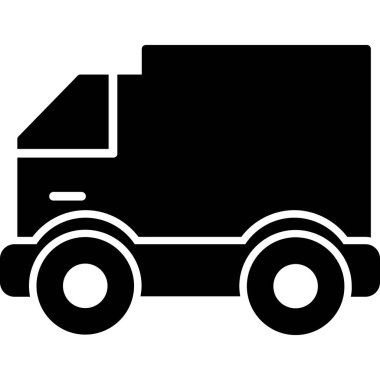 Siyah arkaplanda kamyon vektör simgesi