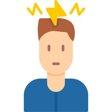 Baş ağrısı vektör simgesi olan genç adam başı