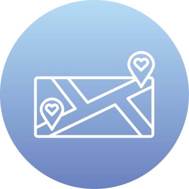 Kalbi olan mavi ve beyaz bir ikonun vektör çizimi