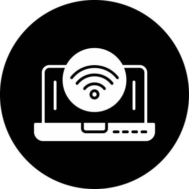 Wi-Fi sembolü simgesi olan dizüstü bilgisayar, basit biçim