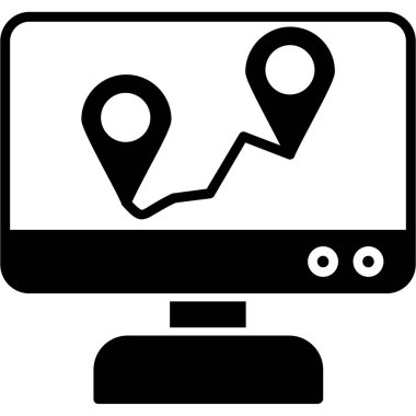 gps konum haritası simgesi ana hat biçiminde