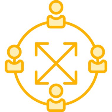 İş takım çalışması vektör simgesi. Ağ sembolünün basit bir çizimi. Sarı arkaplanda izole edilmiş bir vektör