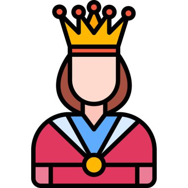 Kraliçe kraliçe ikonu. Kraliçe kraliçe vektör simgesi rengi düz izole