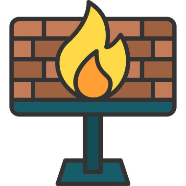 tuğla ateş simgesi ile doldurulmuş dış hat biçimi