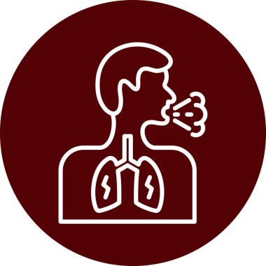 İnsan ciğerleri vektör ikonu. biçim düz yuvarlak sembol, kahverengi renk, yuvarlak açılar, beyaz arkaplan.