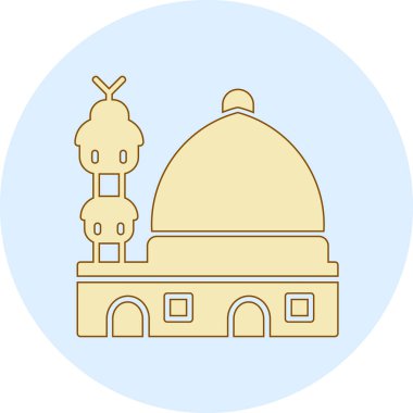 Şeffaf bir arkaplanda cami vektör çizimi. Birinci kalite semboller. Vuruş çizgisi düz simgesi ve konsept tasarımı.