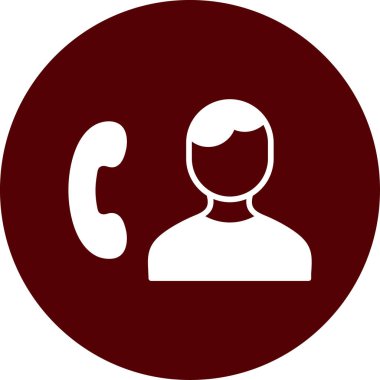 Müşteri telefon vektör simgesi. bicolor düz yuvarlak ikonik semboldür, telefon simgesi yuvarlak kırmızı ve gri renklerle çizilir.