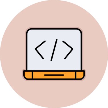 Kodlama simgesi, vektör illüstrasyonu