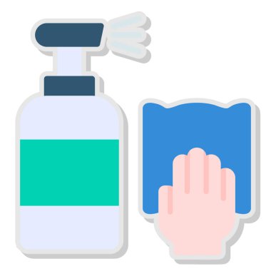 Sabun şişesi ve eldiven ikonu olan el.