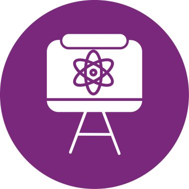 Beyaz arkaplandaki izole edilmiş mor atom simgesinin çizimi