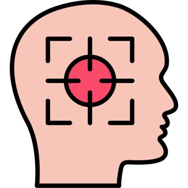 Hedef simgesiyle birlikte kafa. özet çizimi