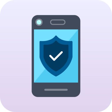 Düz tasarımda mobil güvenlik simgesi.