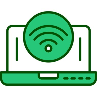 Wi-Fi sembollü dizüstü bilgisayar izole edilmiş ikon vektör illüstrasyon tasarımı