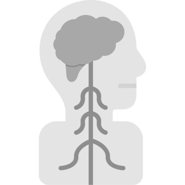 Satır dizaynında beyin simgesi.