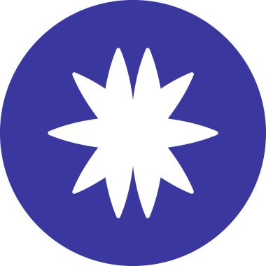 çiçek vektör simgesi. biçim düz yuvarlak sembol, kobalt rengi, yuvarlak açılar, beyaz arkaplan.