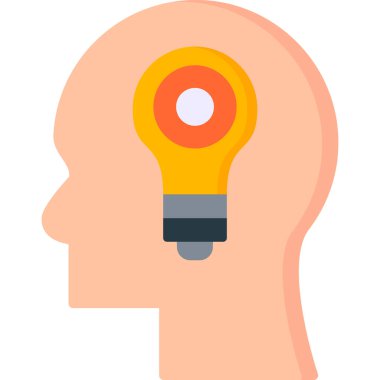 düz biçimli beyin yaratıcı fikir simgesi