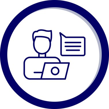 Bilgisayar monitörü olan bir adamın vektör çizimi