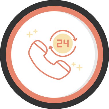 Düz biçimli 24 saat müşteri hizmetleri simgesi