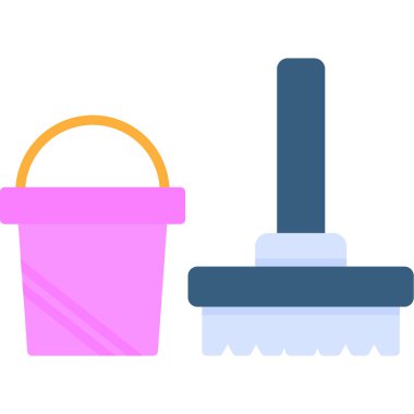 kova temizleme ekipmanı simgesi - taslak biçimi