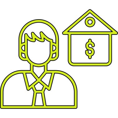 İş adamı evi simgesi vektör illüstrasyonu