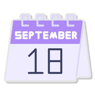 10 Eylül 'ün ikonu. Beyaz arkaplanda takvim simgesinin vektör illüstrasyonu