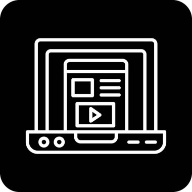 Video oynatıcı simgesi. Şeffaf arkaplanda izole edilmiş web tasarımı için video oynatıcı vektör simgesinin basit çizimi