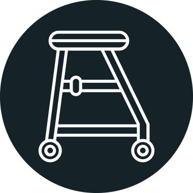 Tekerlekleri ve sapı olan basit bir yürüyüşçü