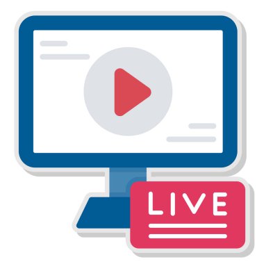 canlı yayın simgesi, düz vektör tasarımı.