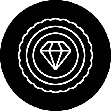 Bir elmasın siyah beyaz daire simgesinin vektör çizimi