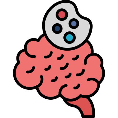 Beyin. Web simgesi vektör illüstrasyonu