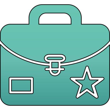 İçinde yıldız olan bir valizin mavi ve sarı ikonunun vektör çizimi