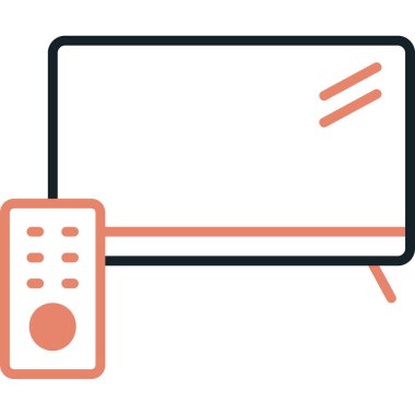 Uzaktan kontrol ince çizgi simgesi, bilgisayar ve kontrol, uzaktan kontrol işareti, vektör grafikleri, beyaz arkaplanda renkli doğrusal desen, eps