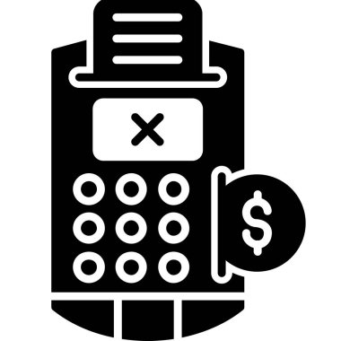 pos makine simgesi. Beyaz arkaplanda izole edilmiş web tasarımı için pos makine vektör simgesinin basit çizimi