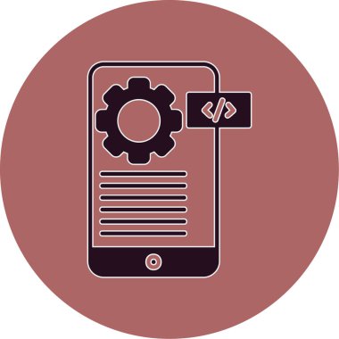 Dişli ikonlu akıllı telefon ayarları. vektör illüstrasyonu