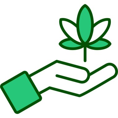 Bir yaprak simgesi ile el, özet biçimi