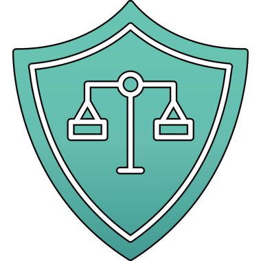 Mavi ve yeşil renkli bir kalkanın vektör çizimi