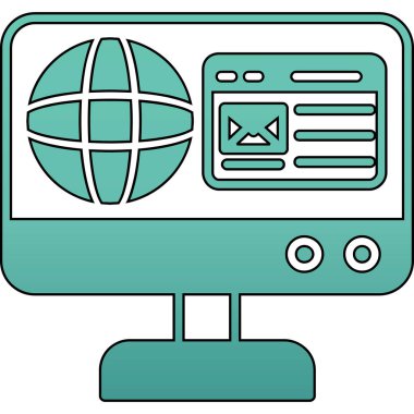 Bilgisayar ekranı. Web simgesi basit illüstrasyon